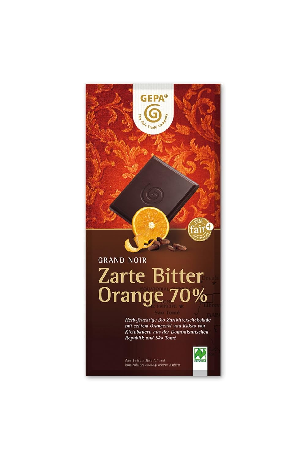Grand Noir Arancia amara delicata biologica 70% di cacao - Gusto d'arancia fine