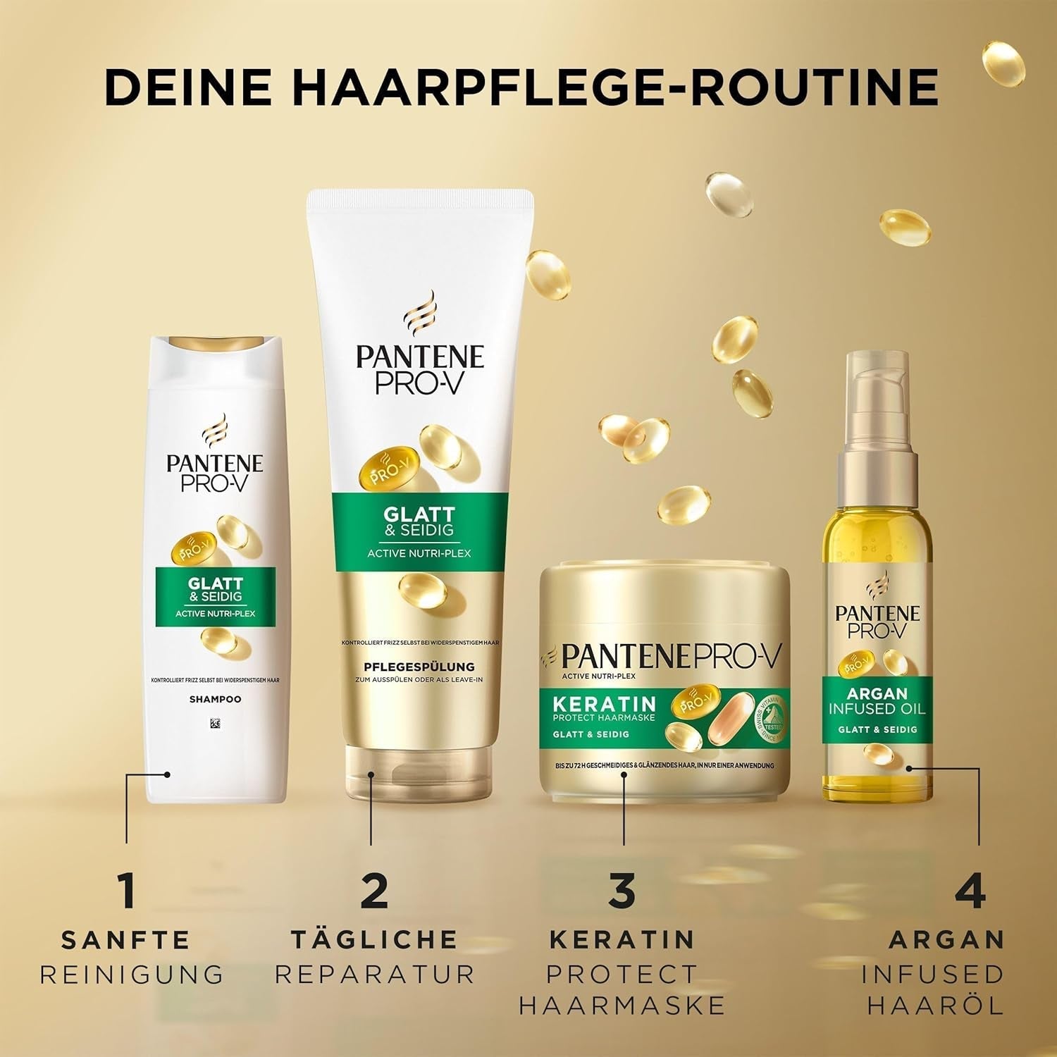 Pantene Pro-V Smooth & Silky Keratin Protect Hair Mask 500ml per capelli ricci e secchi, Fino a 72 ore di capelli lisci e lucenti in una singola applicazione, Con formula Pro-V e maschera per capelli Active Nutri-Plex Naty Shop