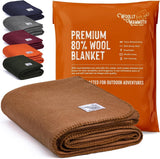 Coperta da campeggio Woolly Mammoth Woolen Co., extra large, lana merino, L'attrezzatura esterna perfetta per bushcraft, campeggio, trekking, escursionismo, sopravvivenza o coperta da cabina. Marrone, 168 X 228 Letti e coperte Woolly Mammoth Woollen Company Marrone 66" X 90"