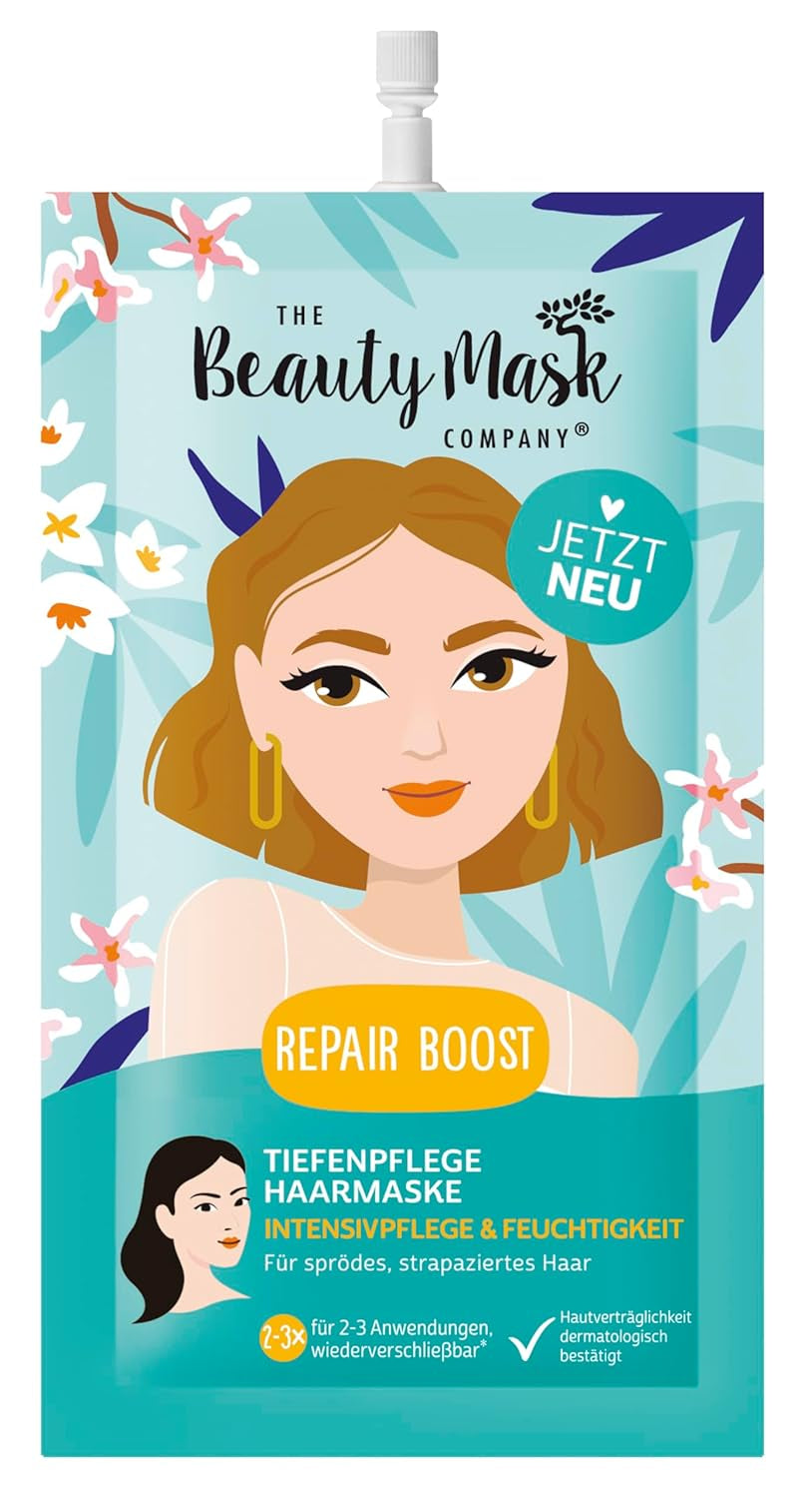 The Beauty Mask Company Repair Boost Hair Mask 30 ml, cura profonda per capelli fragili e danneggiati (1 bustina) Maschera per capelli Naty Shop Titolo predefinito