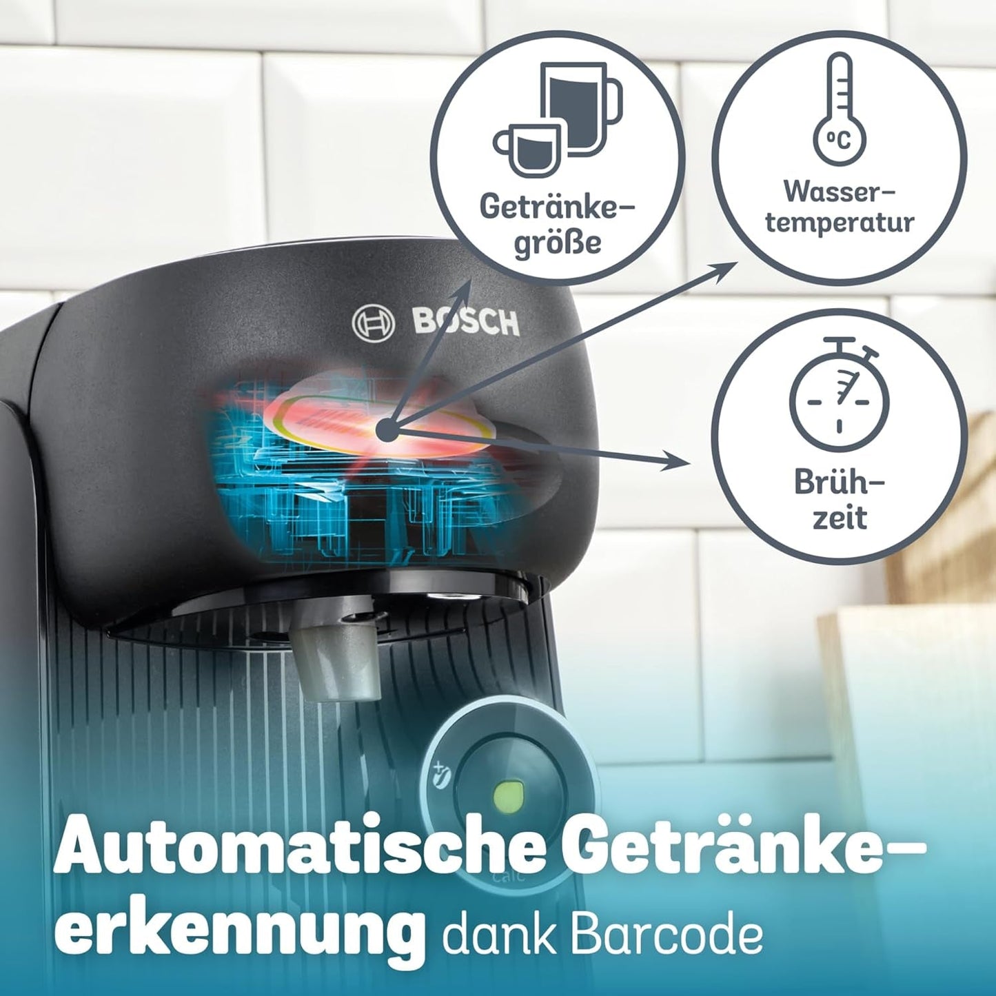 Macchina per caffè espresso a capsule Bosch Tassimo finesse TAS162E, 70 bevande, caffè più intenso premendo un pulsante, spegnimento automatico, sostenibile, dosaggio perfetto, 1400 W, nero/nero