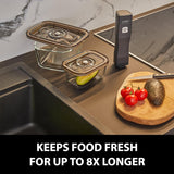 Set Caso Vacu OneTouch Eco, macchina per sottovuoto manuale, inclusi 3 contenitori sottovuoto in vetro e VacuBoxx Eco-Duo S - contenitore salvafreschezza sottovuoto / 2 contenitori da 500 ml ciascuno Contenitori per alimenti Naty Shop