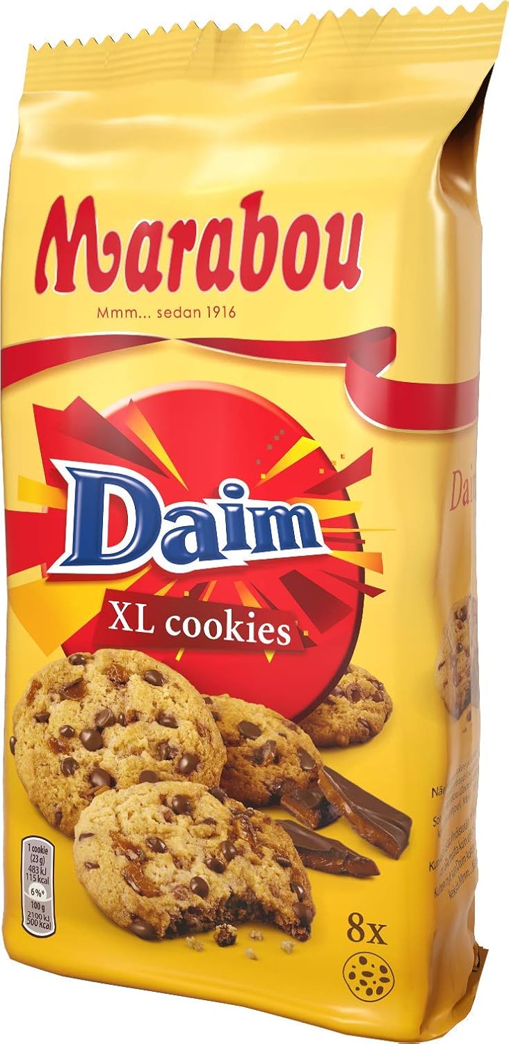 Daim Cookies Marabou Daim XL 10x184 g - Pezzi croccanti di Daim in un delizioso biscotto