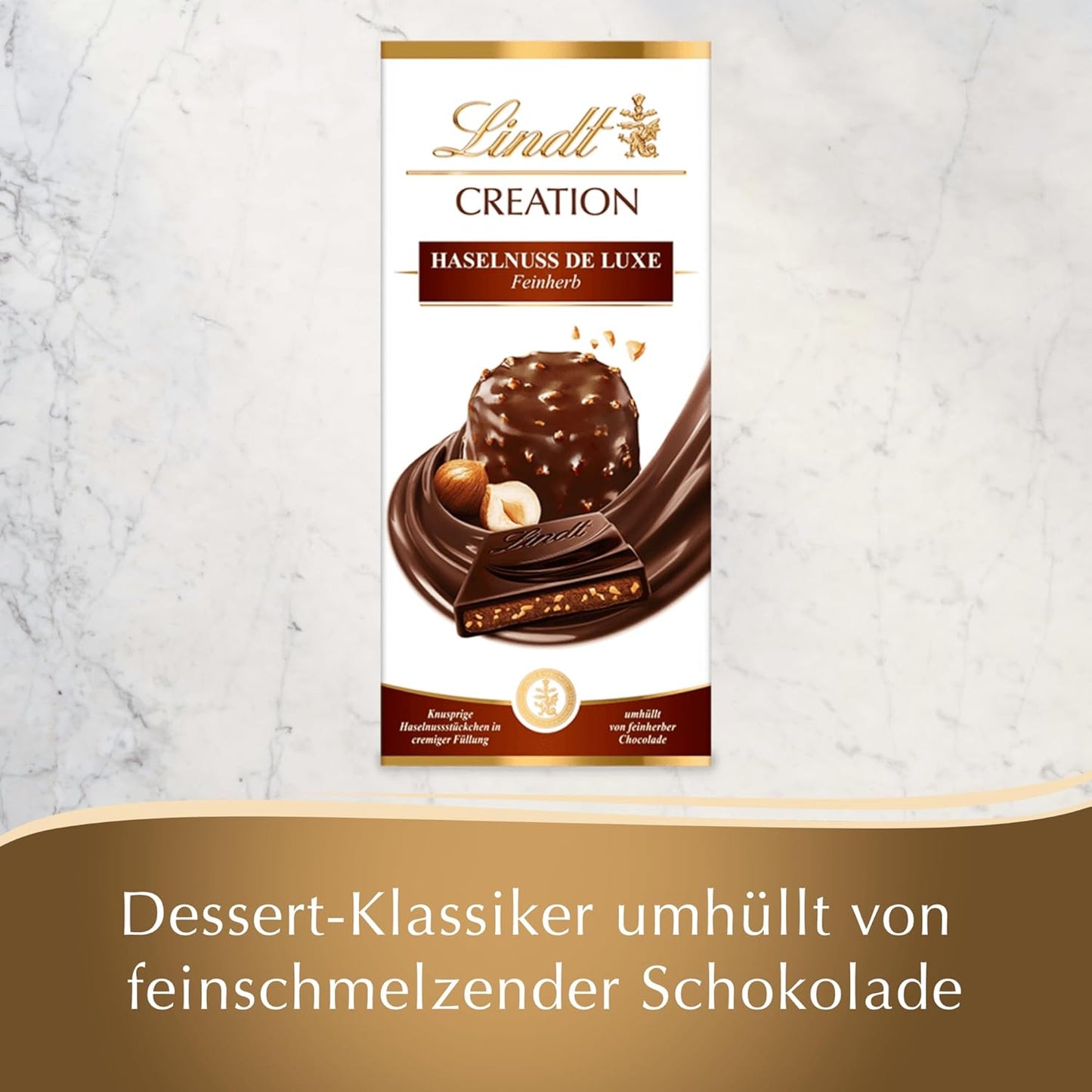 Lindt Creation Hazelnut De Luxe Bar - Cioccolato fondente con nocciole croccanti in un ripieno cremoso