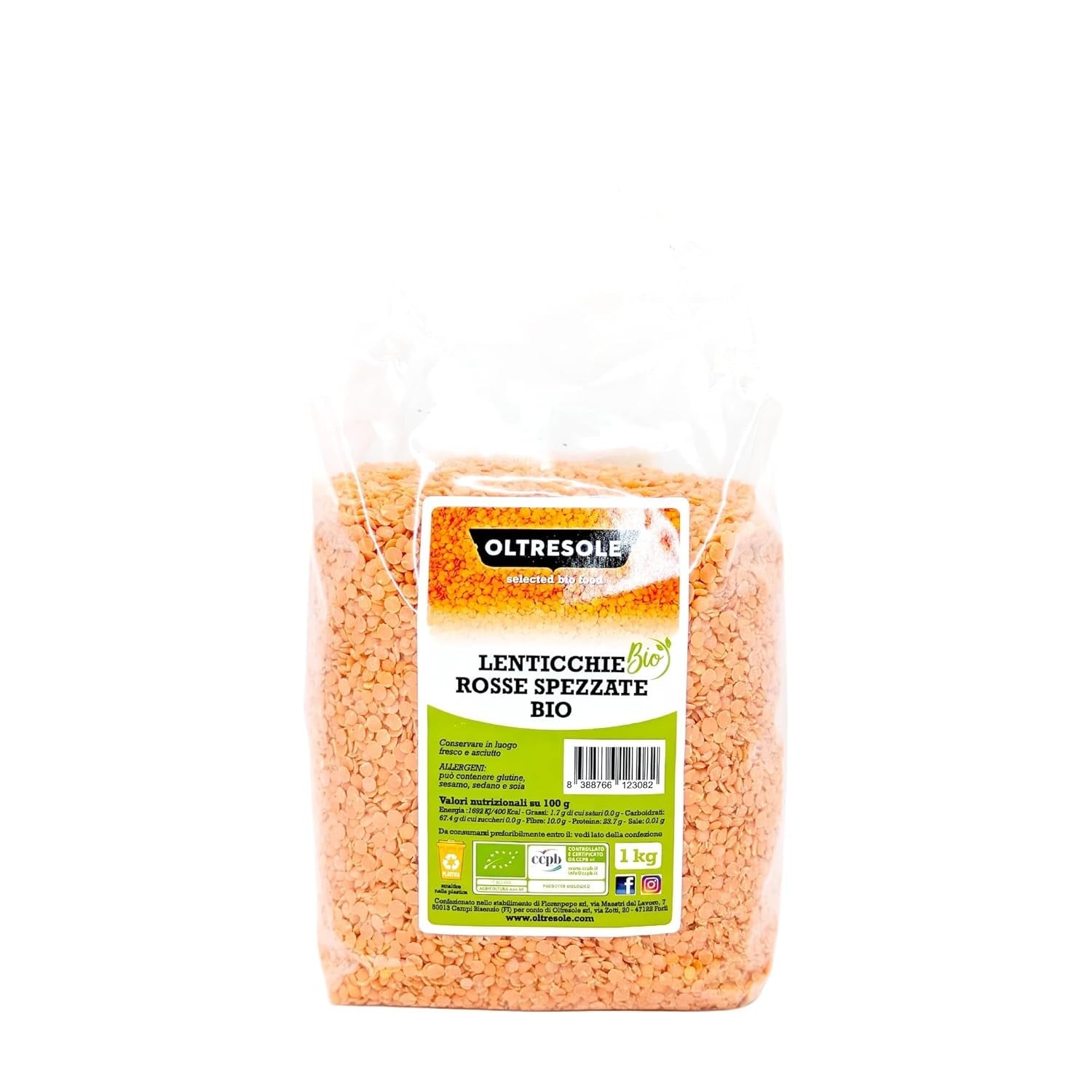 Lenticchie Rosse Spaccate Biologiche 5kg Legumi Sgusciati e Spaccati Biologici senza ammollo Fonte di proteine ​​e fibre Confezione economica