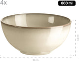 MÄSER 931736 servizio di stoviglie per 4 persone in look vintage mediterraneo, servizio combinato con 16 pezzi in grigio sabbia, ceramica, grigio sabbia
