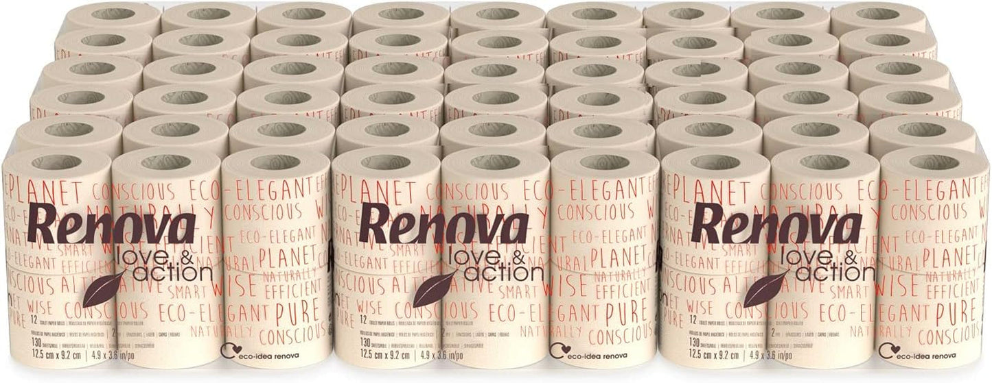 Carta igienica Renova Love & Action, Confezione Beige 9 X 12 Rotoli: 108