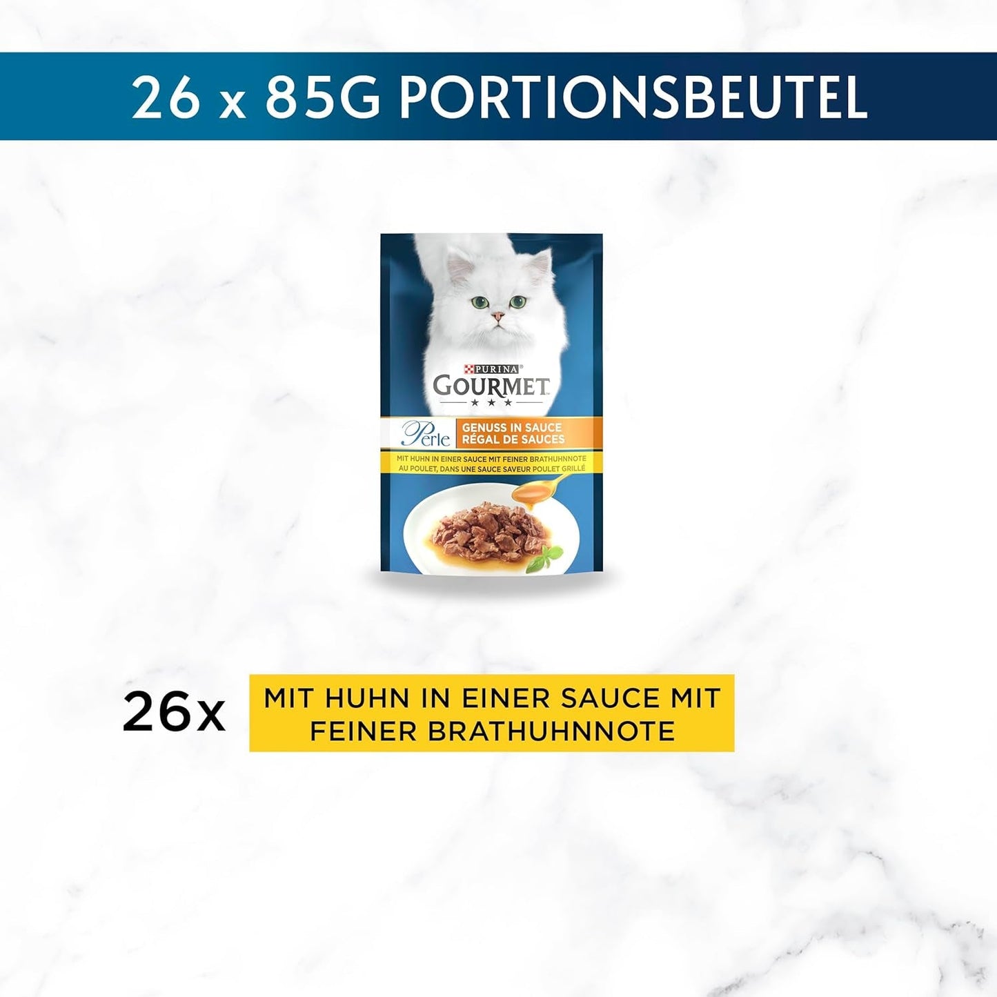 Gourmet Perle Delight cibo umido per gatti in salsa con pollo, confezione da 26 (26 x 85 g)