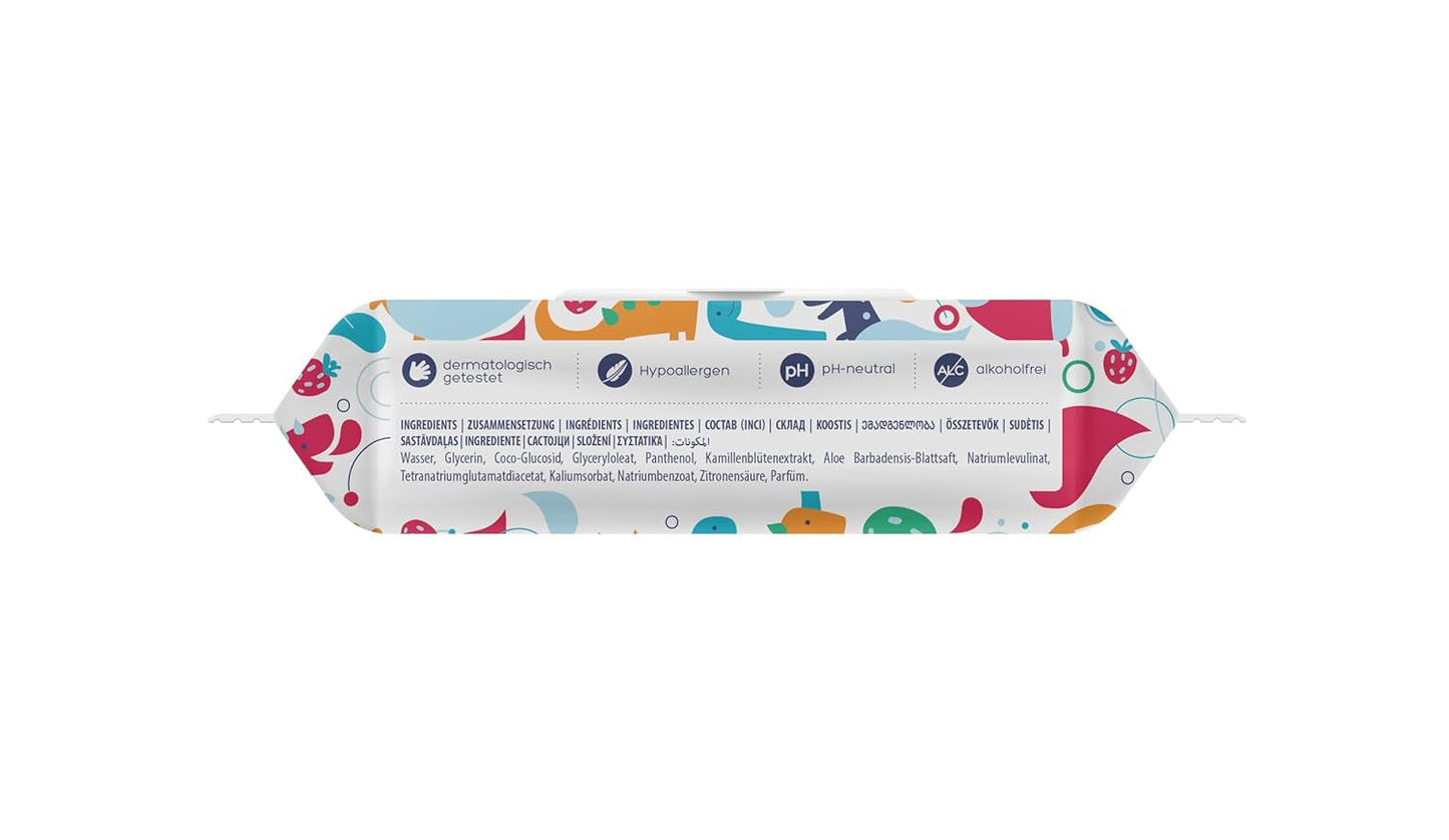 Kindii Fun Carta igienica bagnata - (10X60 pezzi) Carta igienica bagnata - Camomilla, Aloe Vera, Ph neutro, Idrorepellente, Rinfresca la zona intima - 600 pezzi