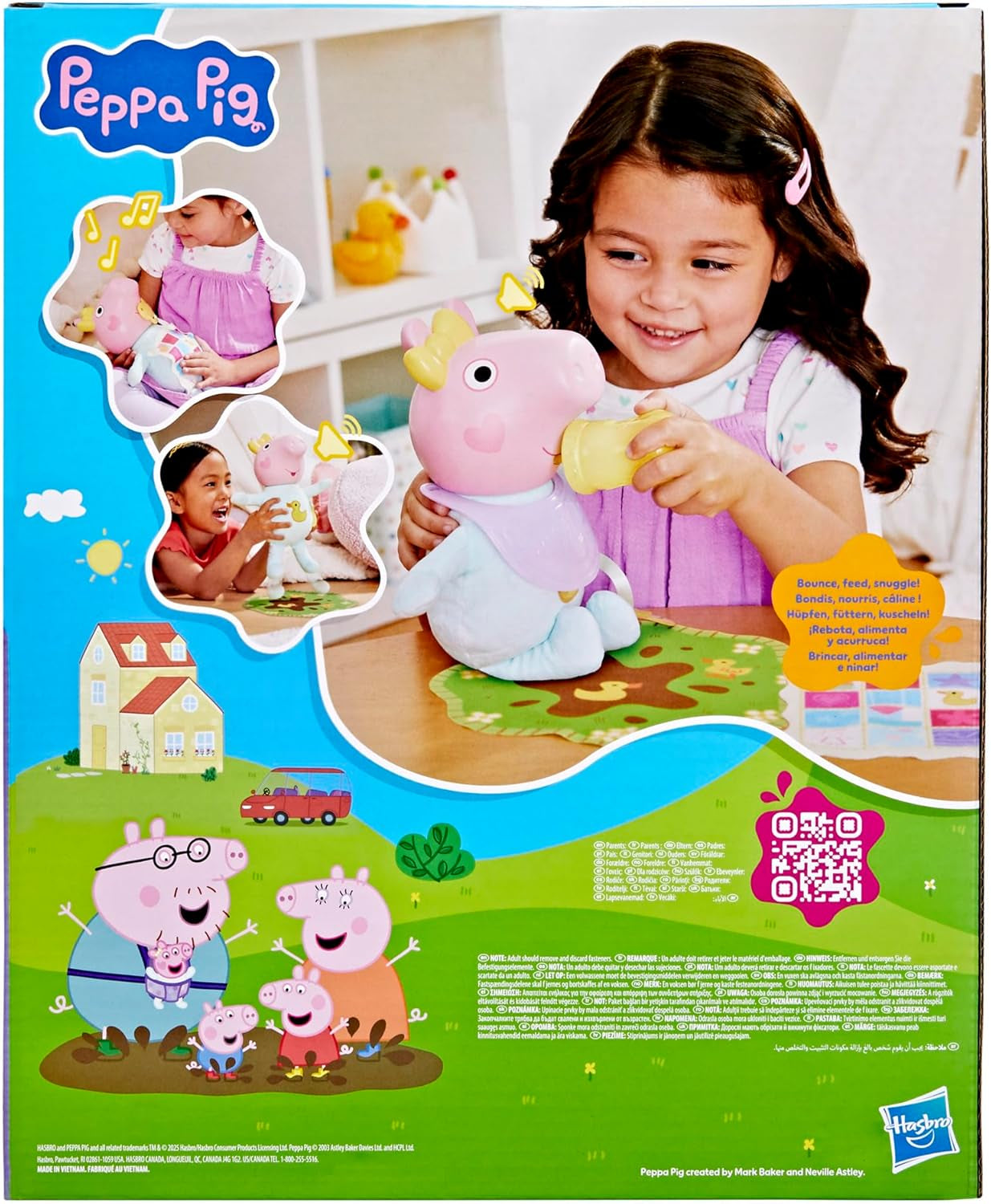 Peppa Pig bambola interattiva Evie da 28 cm con 20 suoni e molte funzioni, set di giocattoli per bambini dai 3 anni in su