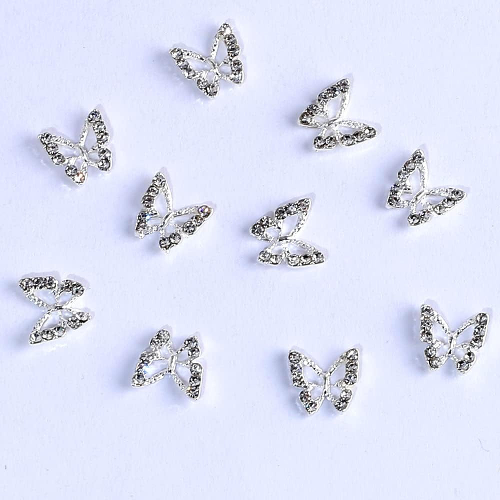 10 Pezzi Lega Farfalla Ciondoli per Unghie Metallo Pietre Ciondolo per Nail Art per Diamanti Unghie Gemme Gioielli per Unghie Decorazioni artistiche Creazione di Gioielli per Unghie