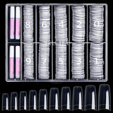 500 punte per unghie artificiali francesi Punte per unghie finte acriliche Set Estensioni per unghie Punte per unghie Accessori per unghie finte con 4 pezzi Colla per unghie in gel per unghie naturali