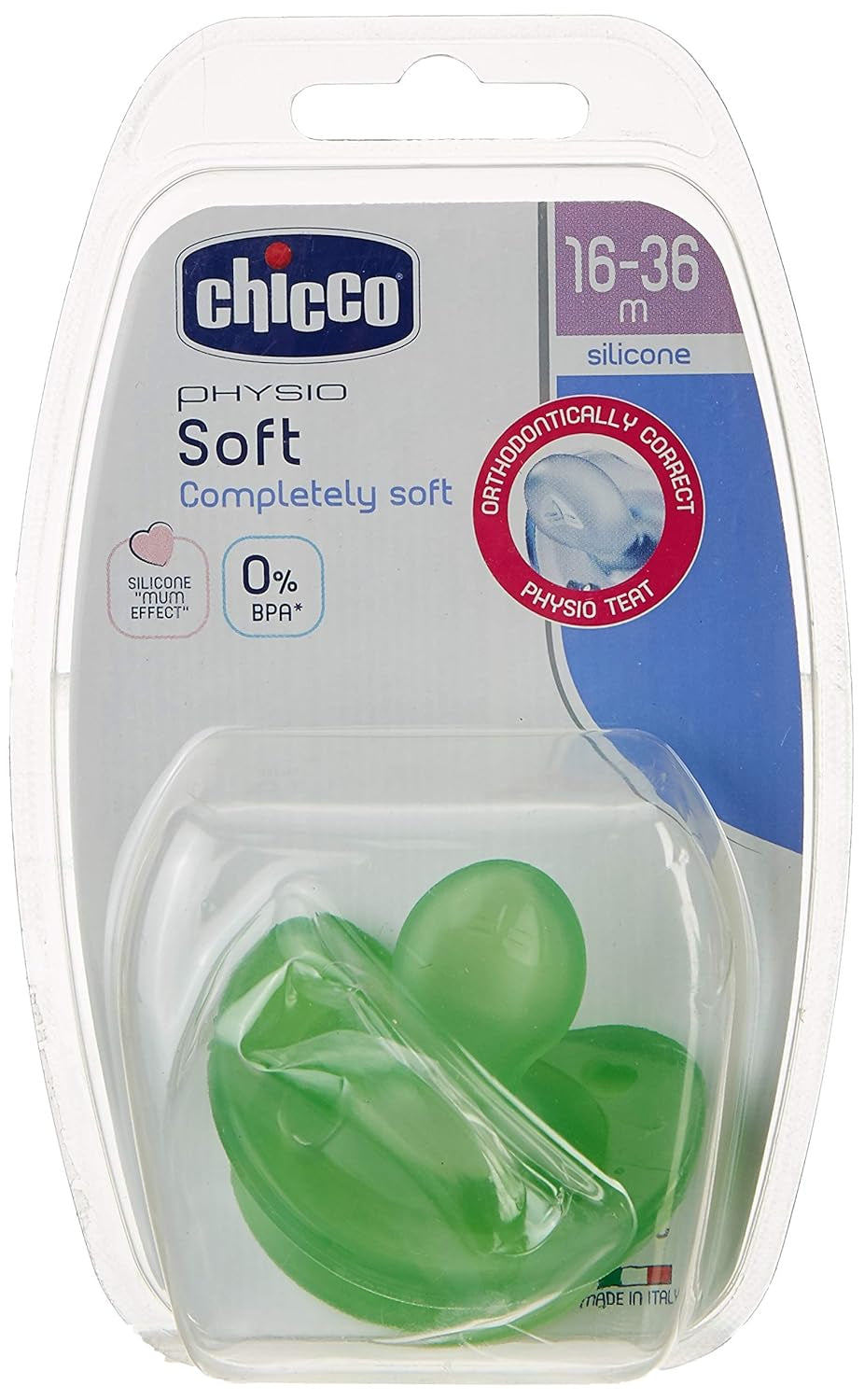 Ciuccio Chicco "Physio Soft", 12 mesi+, silicone, 1 pezzo, colori vari
