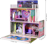 Olivia's Little World Big Dreamland Sunset Casa delle bambole interattiva in legno per bambini contemporanei 3 piani con 16 accessori per mobili per bambole Multi TD-13616A Case delle bambole Naty Shop