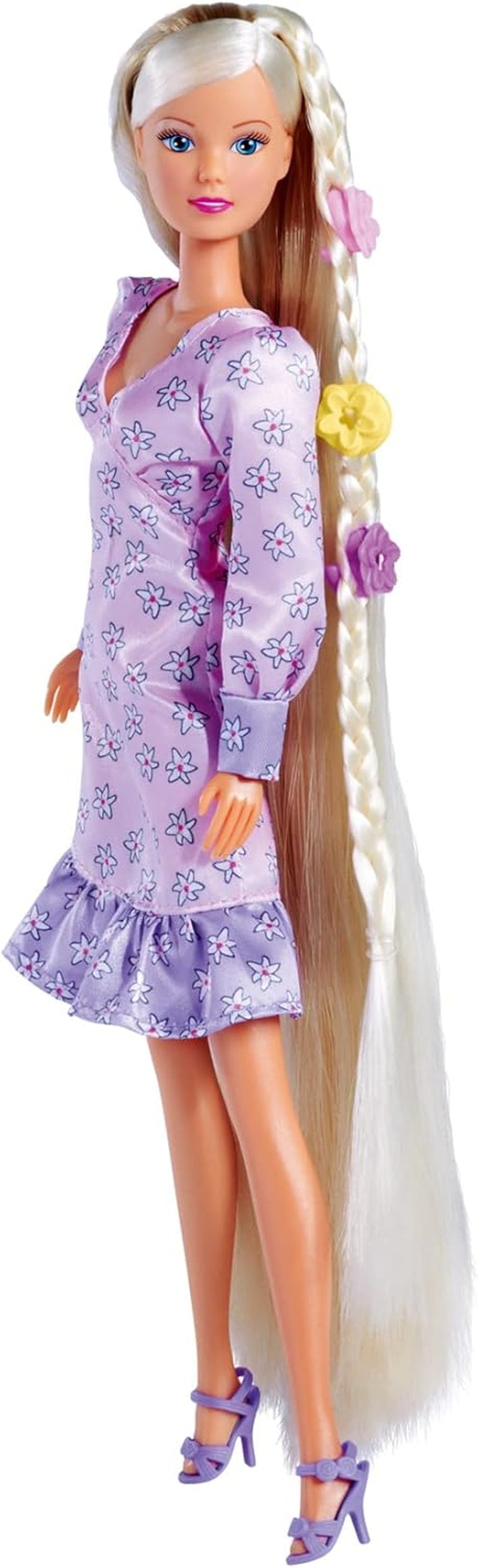 Simba 105733640 - Steffi Love Flower Hair, bambola con capelli extra lunghi, include 6 clip, accessorio treccia e pettine, 29 cm, dai 3 anni in su