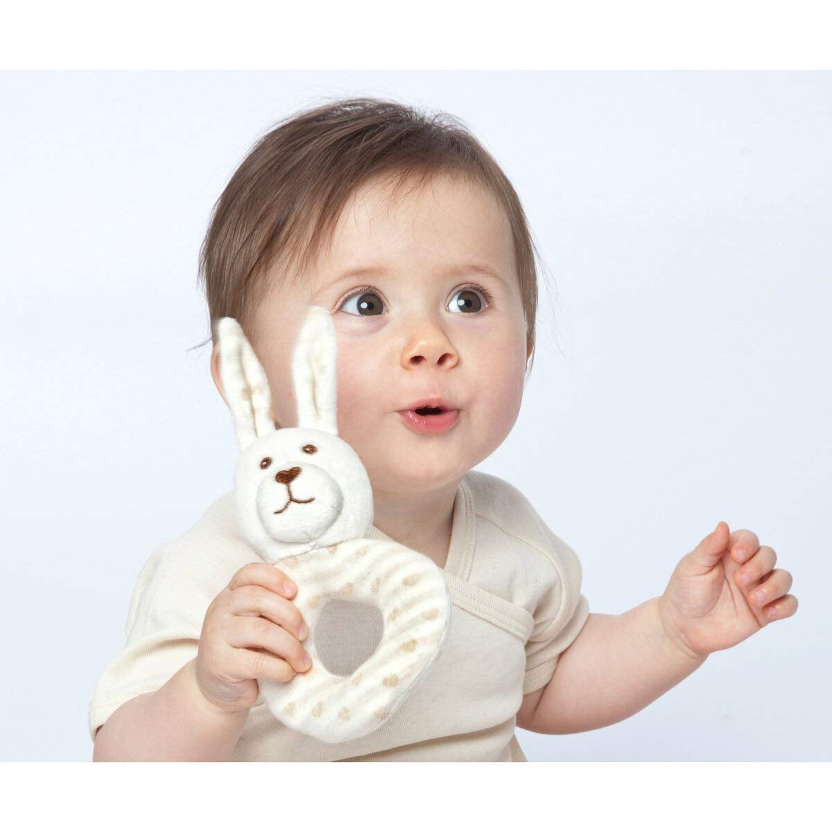 Tessuto organico GRÜNSPECHT 100% cotone organico, giocattolo per bambini, morbido peluche, regalo di compleanno, battesimo, baby shower, GOTS, beige (619-00) Bebe Toys Naty Shop