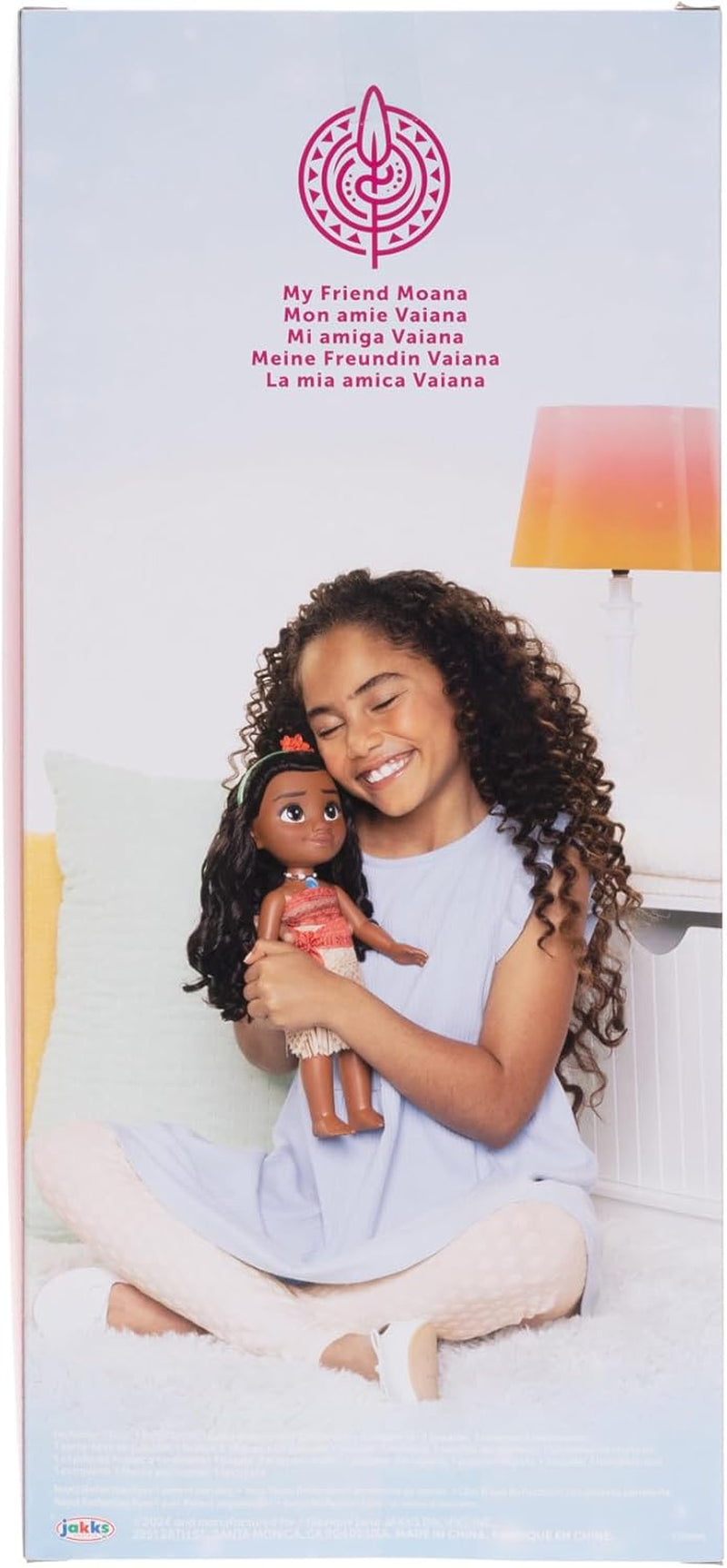Disney Princess Moana bambola da 35 cm, occhi glitter riflettenti, articolazioni mobili, vestito staccabile, fermaglio floreale, capelli lunghi, per ragazze dai 3 anni in su