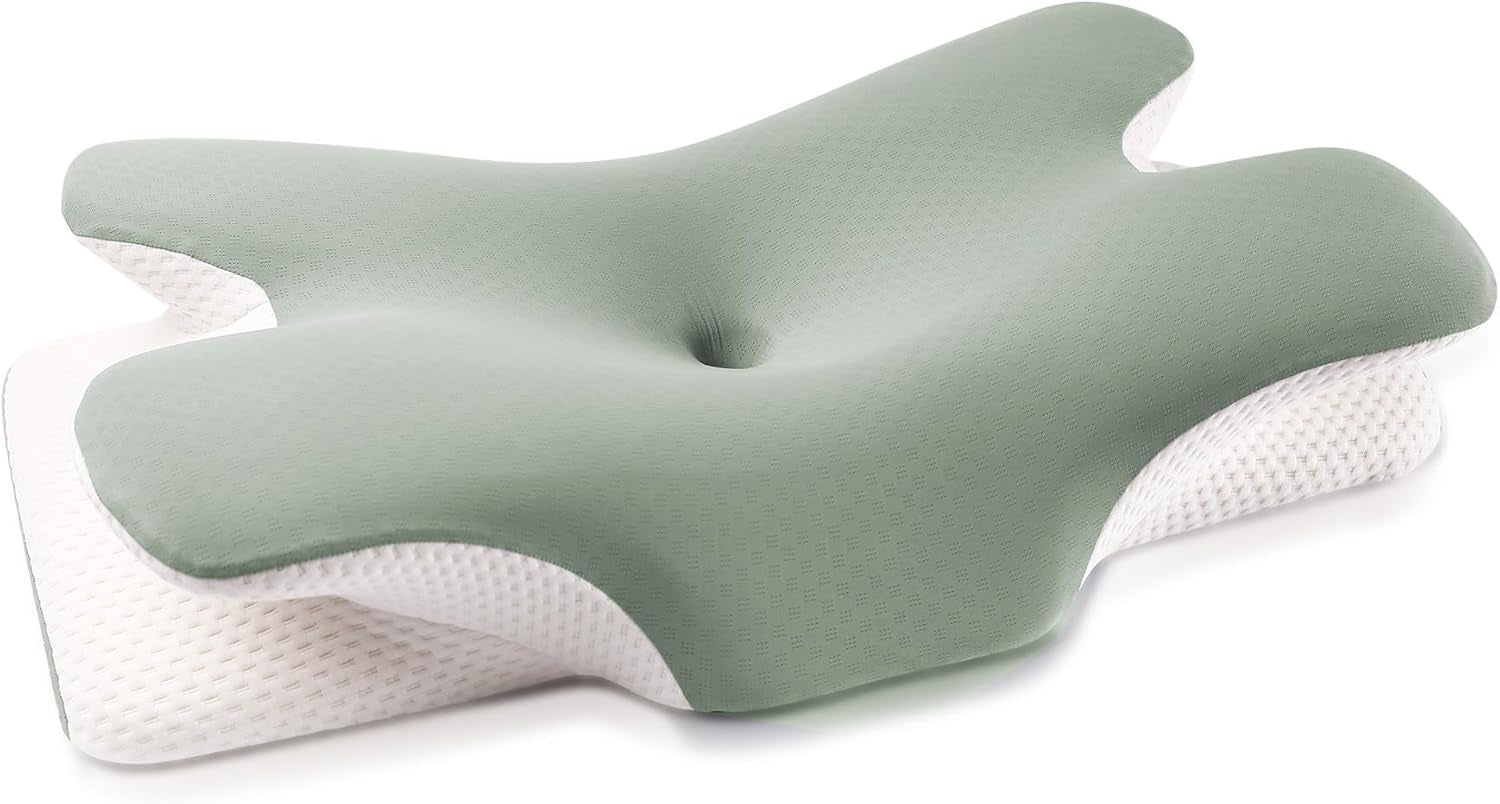 MULISOFT Cuscino in memory foam, comodo cuscino per la testa, cuscino di supporto per il collo, cuscino ergonomico per chi dorme sul fianco (grigio) Cuscini ortopedici cervicali Naty Shop Saluti