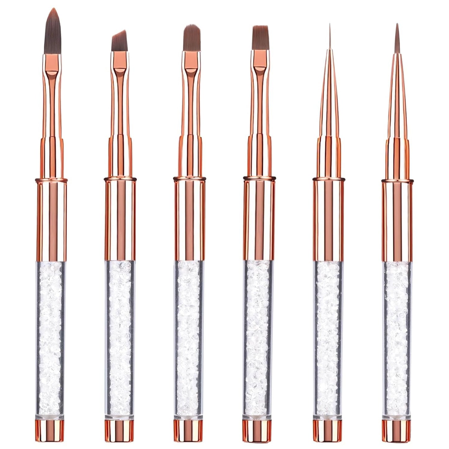 6 pennelli per unghie con cappuccio Gel UV per unghie Pennello per unghie acrilico Pennello per gel per unghie Set parziale di pennelli per nail art