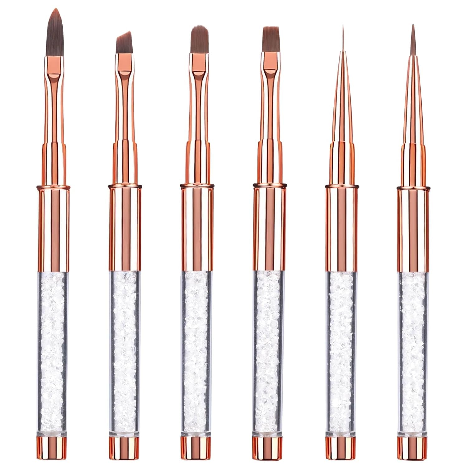 6 pennelli per unghie con cappuccio Gel UV per unghie Pennello per unghie acrilico Pennello per gel per unghie Set parziale di pennelli per nail art