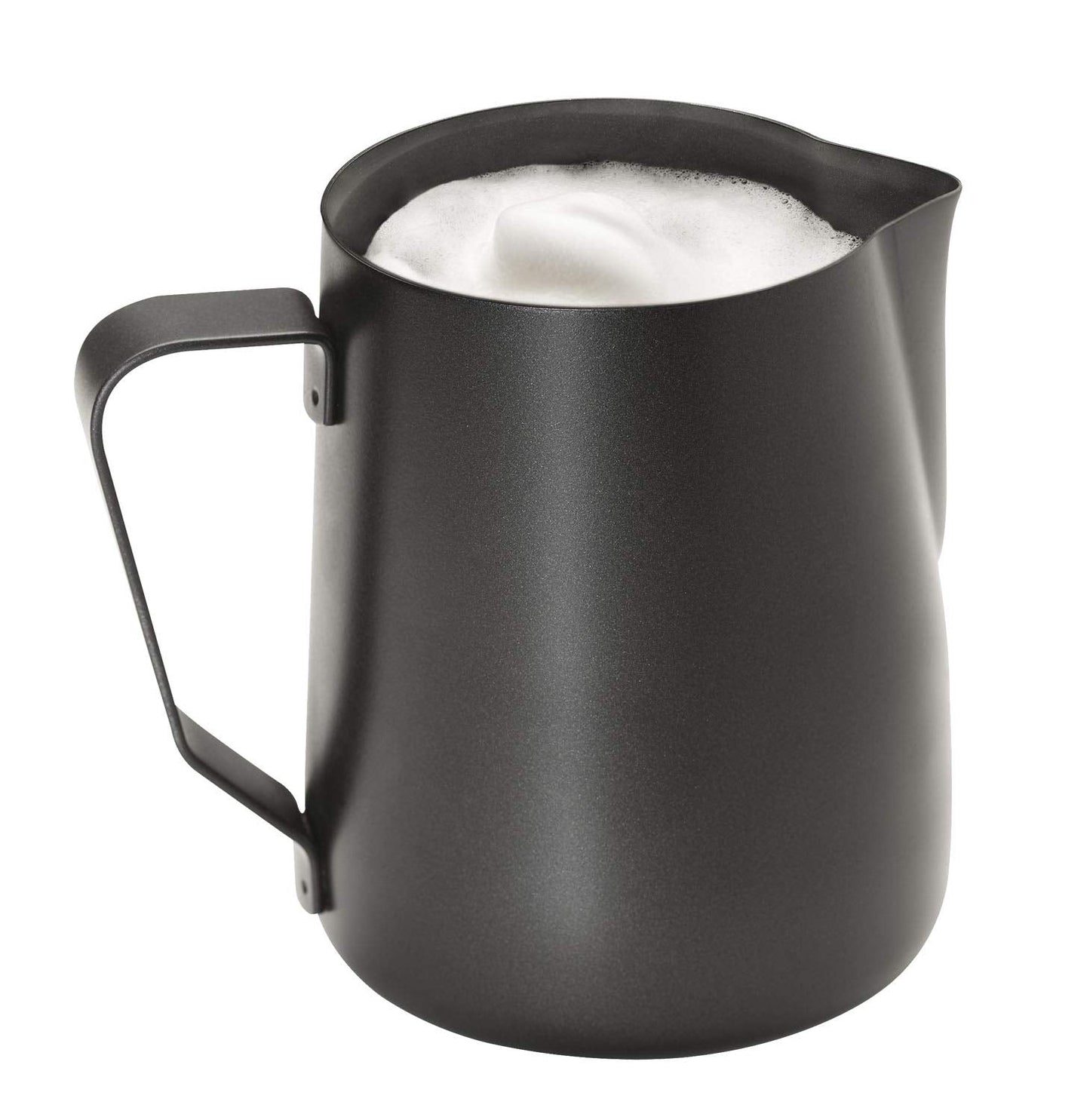 Caraffa per latte APS - Caraffa per latte di alta qualità con rivestimento antiaderente, in acciaio inossidabile - Perfetto per montare la schiuma di latte - Caraffa universale, nera, 600 ml