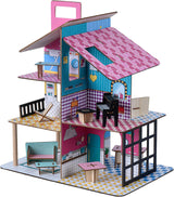 Casa delle bambole in legno per bambini Olivia's Little World 360, bambole da 3,5 pollici e 12 accessori, multicolore TD-13260C