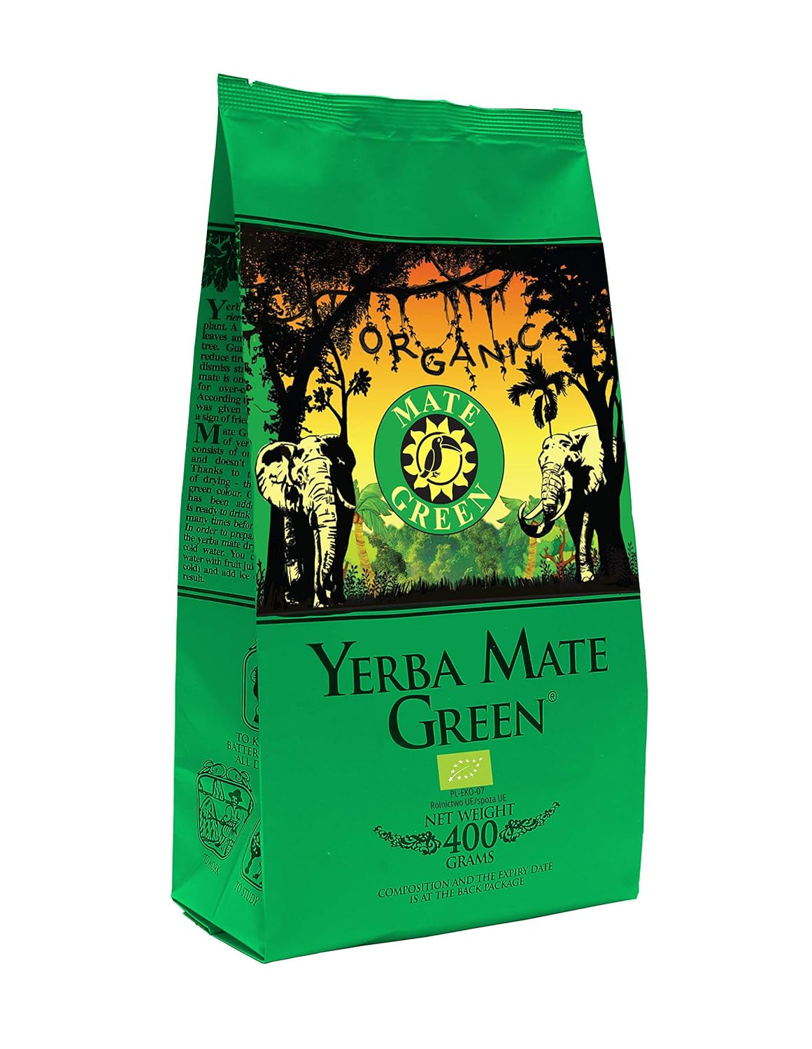 Yerba "BIO" 400g Tè Mate biologico, Stimolante ed energizzante naturale biologico con caffeina, Tè Yerba Mate con frutta, Tè Mate ad alto contenuto di caffeina, Alta qualità