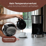 Caffettiera Clatronic® con caraffa thermos per 8–10 tazze di caffè (ca. 1,2 l) | Caffettiera con filtro in acciaio inox | Caraffa termica a doppia parete | Nessuna perdita di temperatura | Caffettiera 800 W | KA3805
