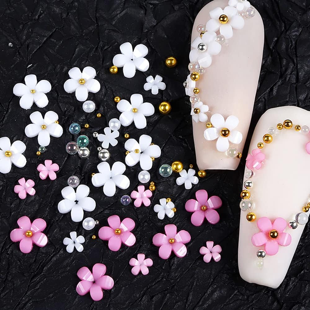 Unghie floreali 3D, 6 griglie, ciondoli per unghie floreali, strass per unghie acrilici, accessori per unghie, decorazioni per unghie primaverili fai da te