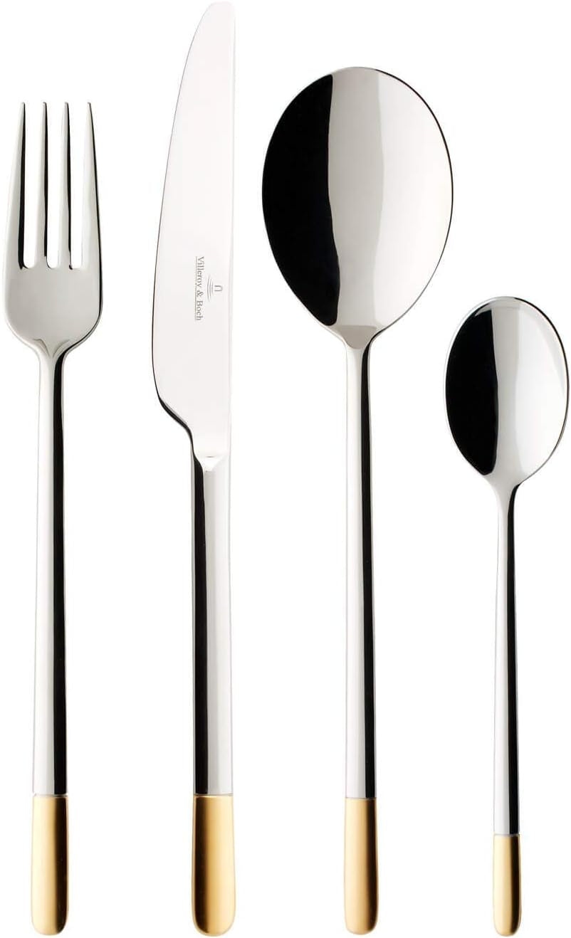 Villeroy & Boch - Posate Ella parzialmente dorate oro, 30 pezzi, 6 persone, lavabili in lavastoviglie, acciaio inox Cucina Naty Shop