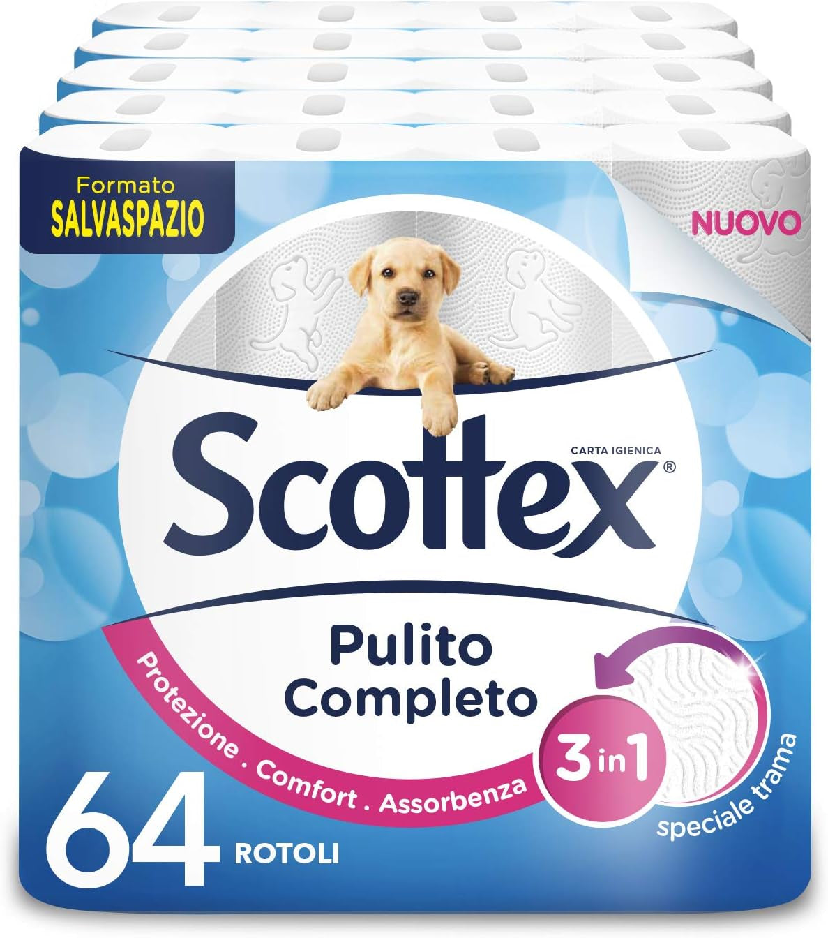 Carta igienica, pulita, salvaspazio, 64 rotoli