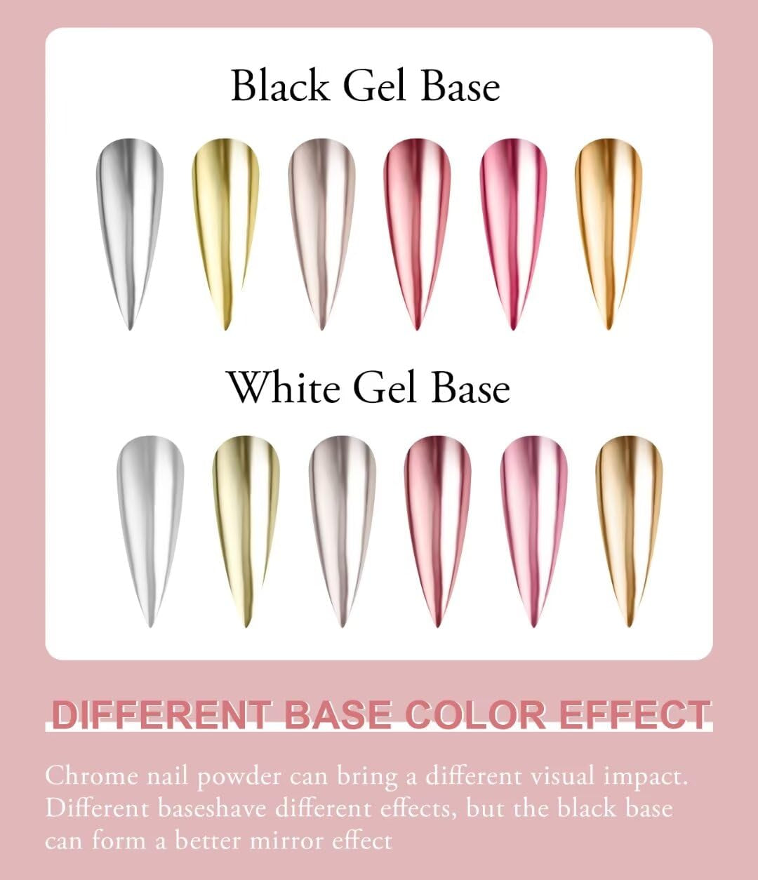 BISHENGYF Polvere per unghie cromata oro rosaNeue Upgrade Grosse Kapazitä Chrom PulverSuper-Spiegeleffekt Metall Mirror Chrome Powder –Neon Glassy Pearl Effect Glitter Nagelkunst Pulver Für DIY Salon