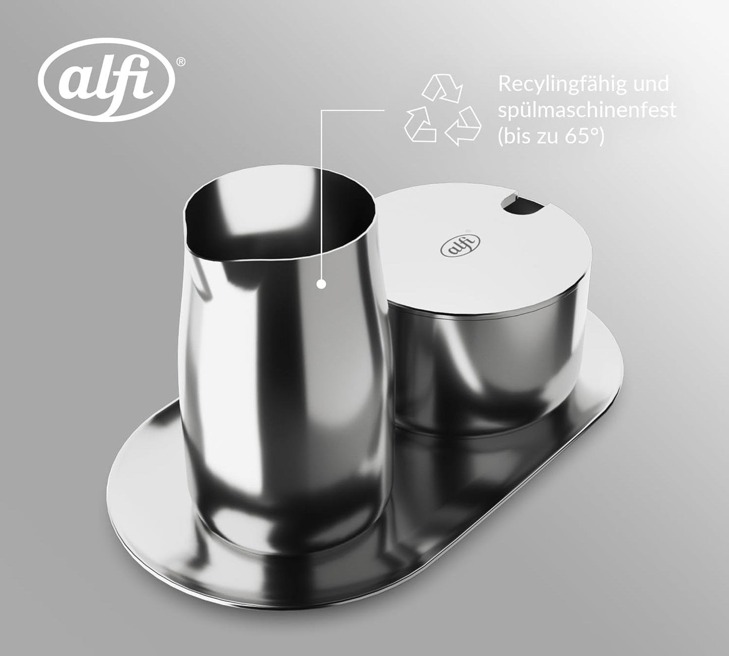 SET LATTE E ZUCCHERO alfi set latte e zucchero in acciaio inox lucido di alta qualità, design elegante, lavabile in lavastoviglie, resistente