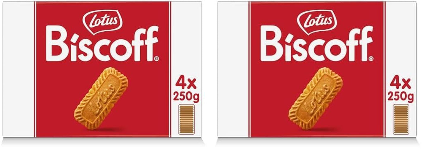 Loto Biscoff | Biscotti Caramellati Originali | Gusto croccante unico | Vegano | Nessun sapore o colore aggiunto | 4x250g | 1 kg (confezione da 2)