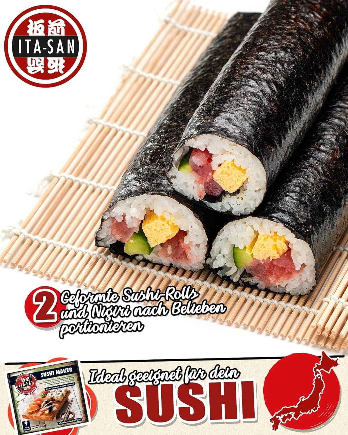 ITA-SAN Sushi Set (set completo 9 pezzi, ideale per principianti, per prova o regalo) 1 confezione