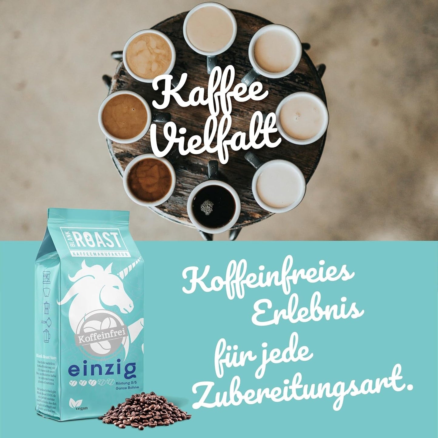 Arrosto bianco - EINZIG - 1kg - Kaffeebohnen kafeinfrei - 100% Arabica dal Perù - schonend & umweltfreundlich entkoffeiniert - säurearm mit voller Crema - ideal für jede Zubereitungsart