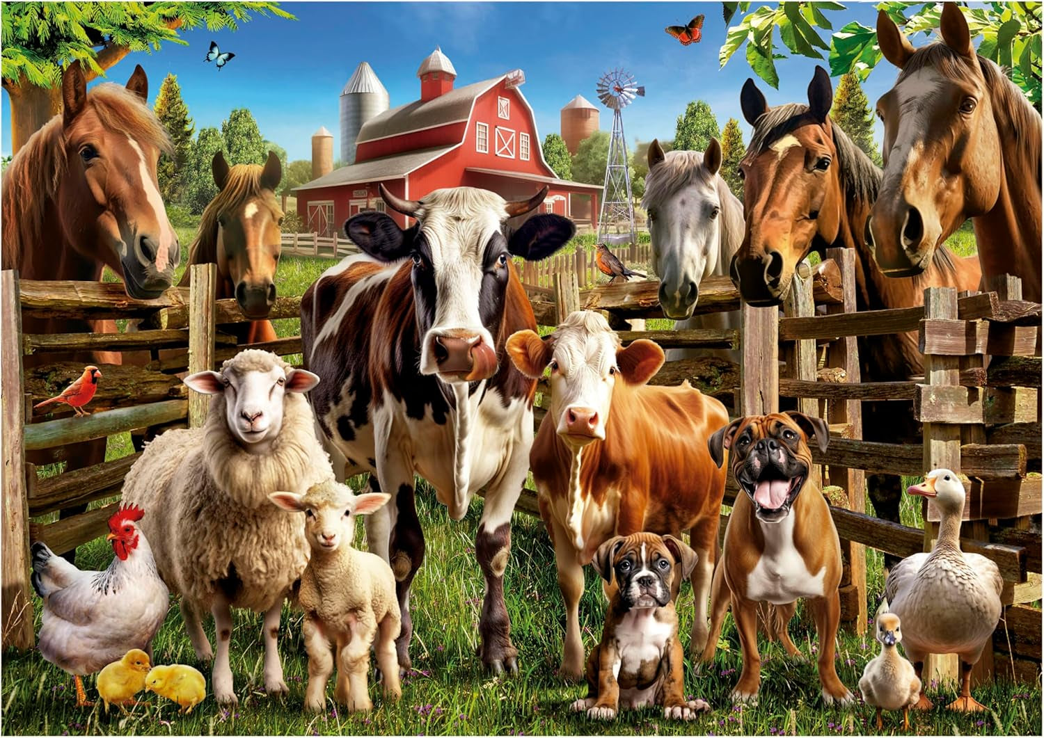 Educa - Puzzle da 500 pezzi per adulti | Animali da fattoria cattivi. Dimensioni: 48X34 cm. Include la colla per puzzle Fixpuzzle. Per 11 anni (19905) Puzzle Naty Shop