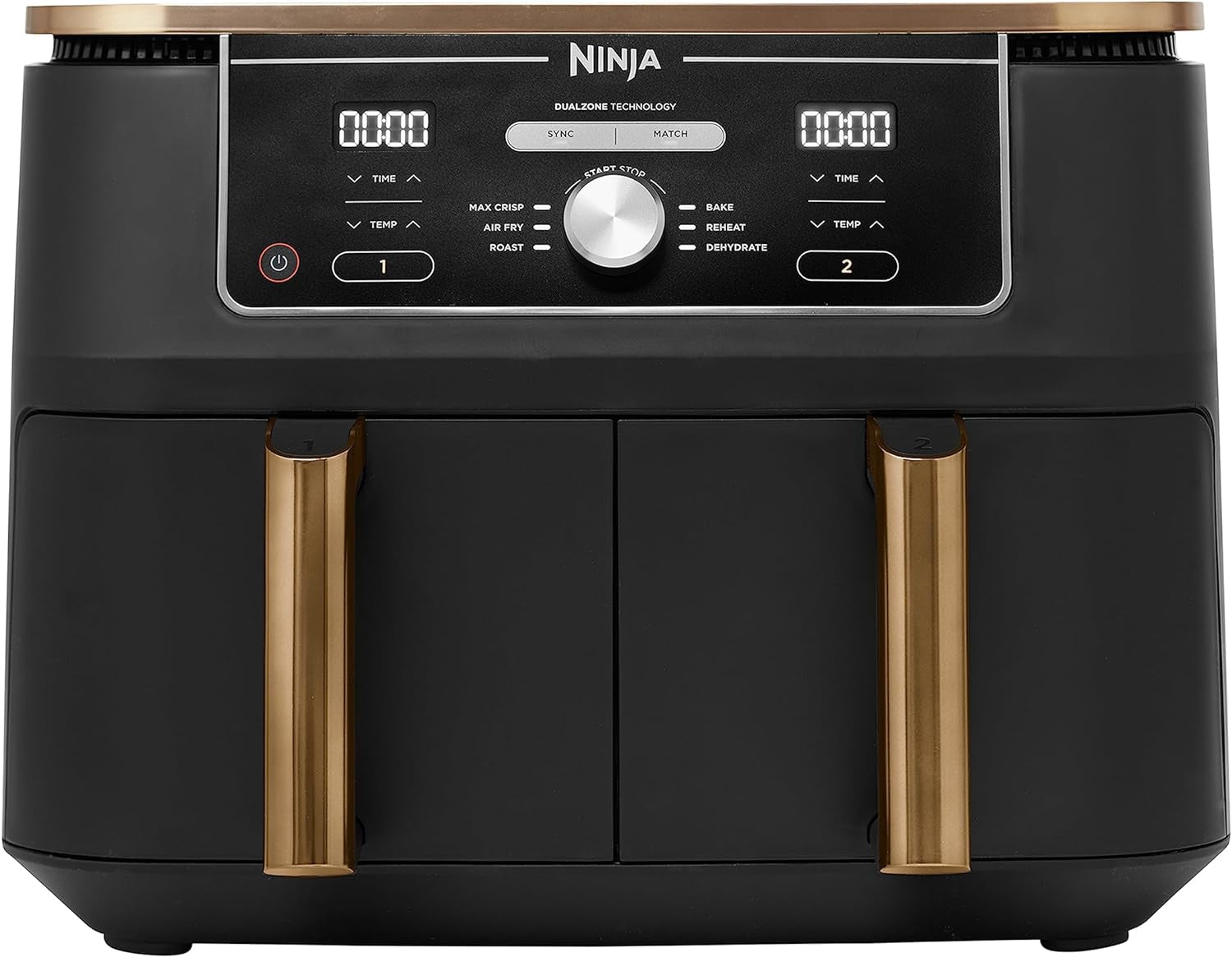 Friggitrice ad aria Dual Zone Ninja Foodi AF400EUCP MAX, Airfryer da 9,5 L, 2 scomparti, con pinze, rivestimento antiaderente Elettrodomestici Naty Shop Default Title