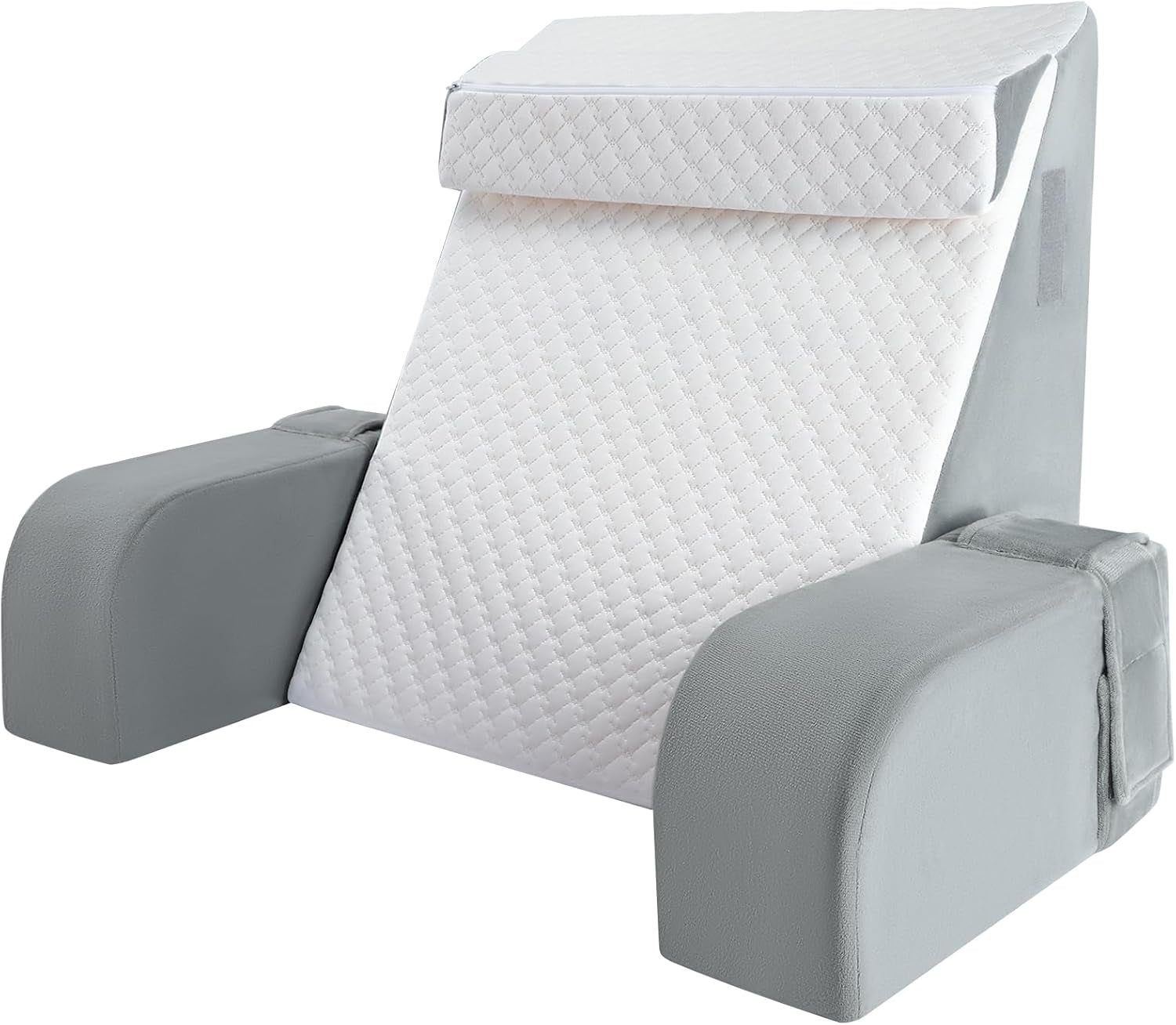 Grande cuscino da lettura con maniglia, schiuma ad alta densità, cuscino ergonomico per la schiena, braccioli, supporto per il collo e poggiatesta, cuscino del sedile reclinabile per dormire, giocare, guardare la TV, per letto e divano