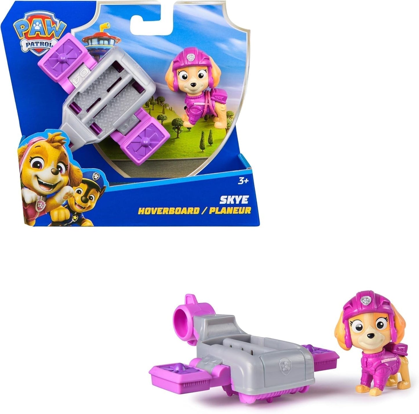 PAW PATROL Chase Action Pup Mini Rescue Airplane Playset con ali pieghevoli Giocattolo per bambini da 3 anni in su Action Figure Naty Shop Skye