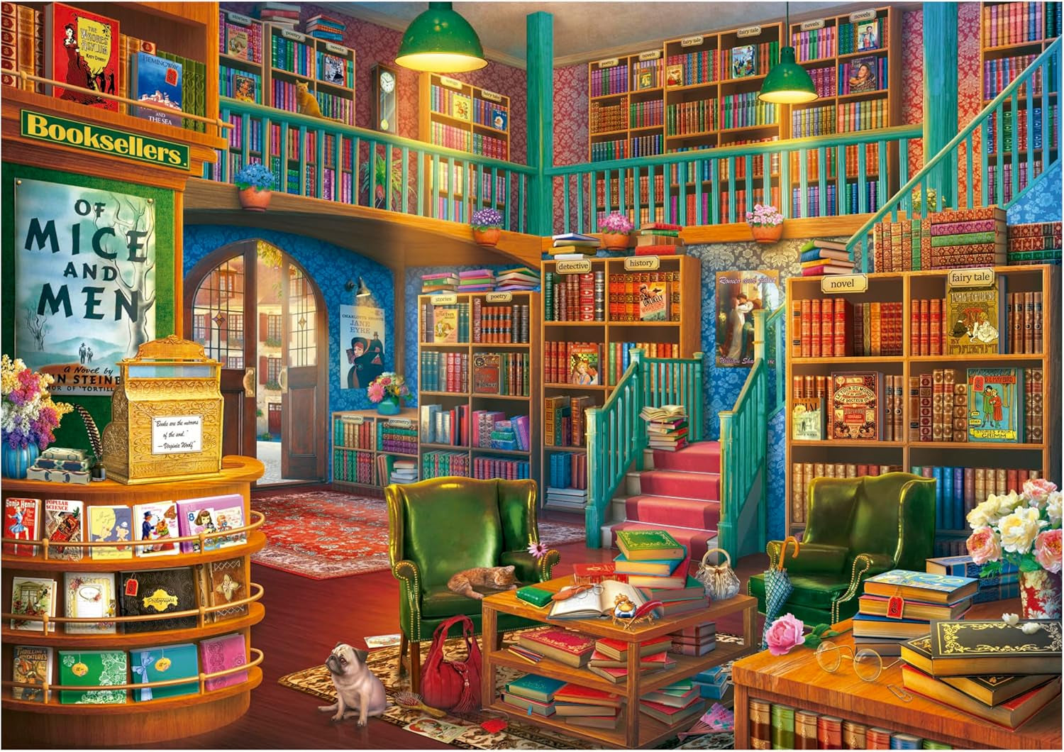 Educa - Puzzle da 1000 pezzi per adulti | Biblioteca. Dimensioni: 68X48 cm. Include la colla per puzzle Fixpuzzle. Per 14 anni (19925) Puzzle Naty Shop