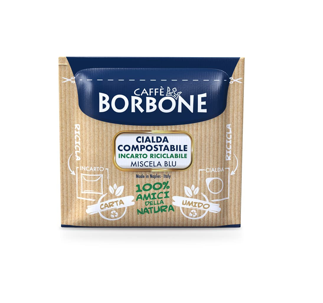 Caffè Borbone Tamponi Compostabili, Blu Kaffeemischung - 50 Tamponi - Compatibili con Sistema ESE Tamponi Carta 44 mm
