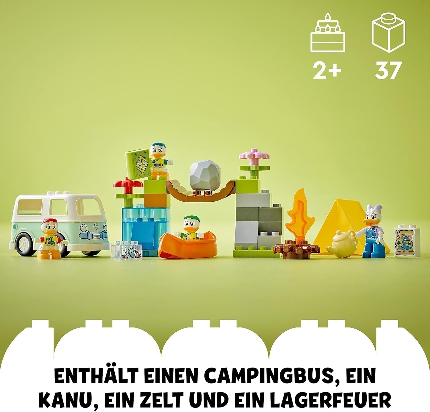 LEGO DUPLO Disney Topolino e i suoi amici in campeggio, 10997, set con camper, canoa e personaggio di Paperina, giocattolo costruibile, regalo per bambini dai 2 anni in su, set di costruzione per ragazze e ragazzi Besuche den LEGO-Store