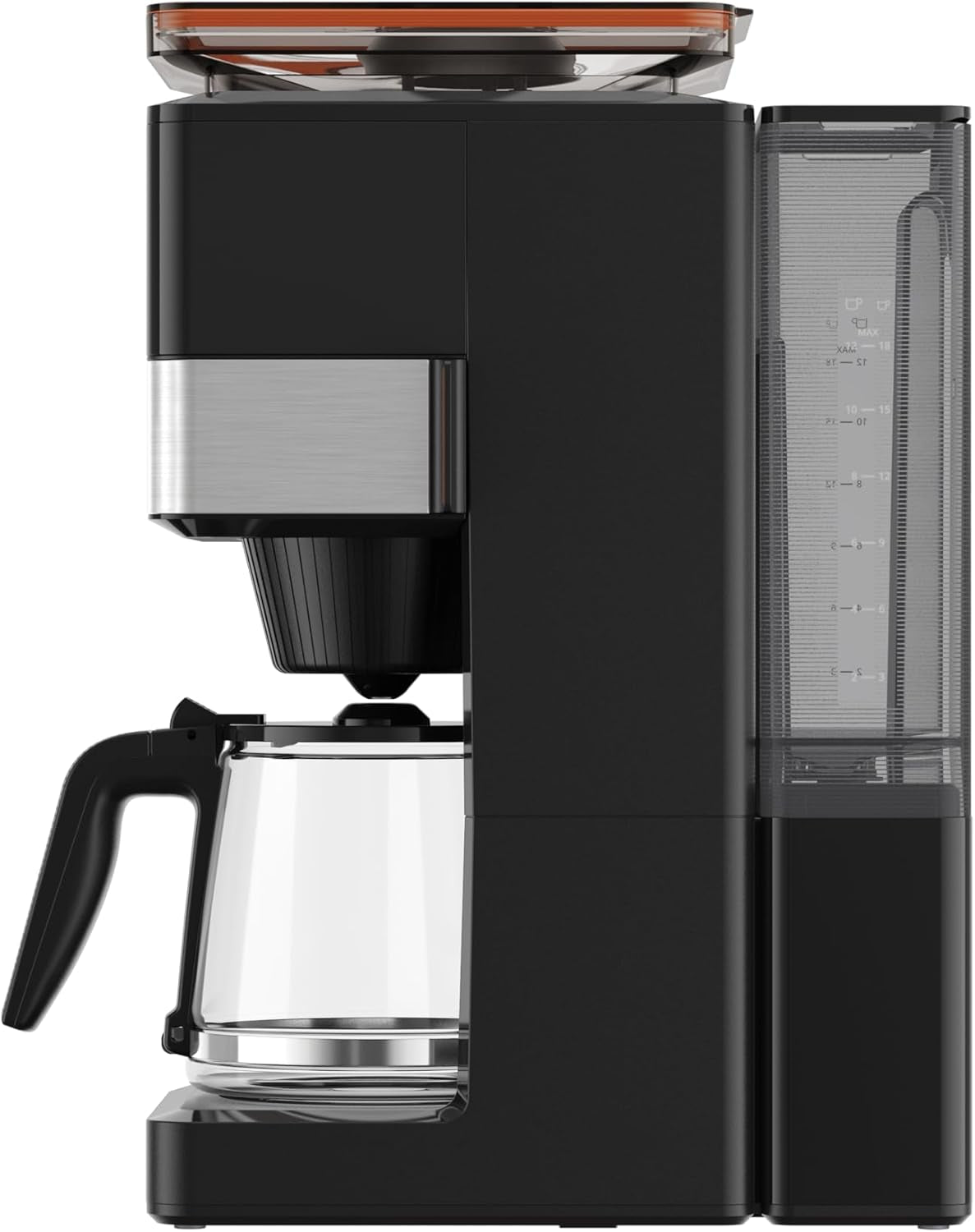 KRUPS Grind Aroma XL Macchina per caffè espresso, Macinino conico rimovibile, Pannello di controllo digitale, Capacità XL (1,5 L), Funzione Mantieni caldo, Caraffa in vetro, Nero/Acciaio inossidabile, KM842810