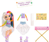Rainbow High Junior High Rock Band - Amaya, Rainbow Colors - Bambola alla moda da 23 cm con tastiera, personalizzabile con adesivi, articolata, simpatico giocattolo per bambini dai 4 anni in su