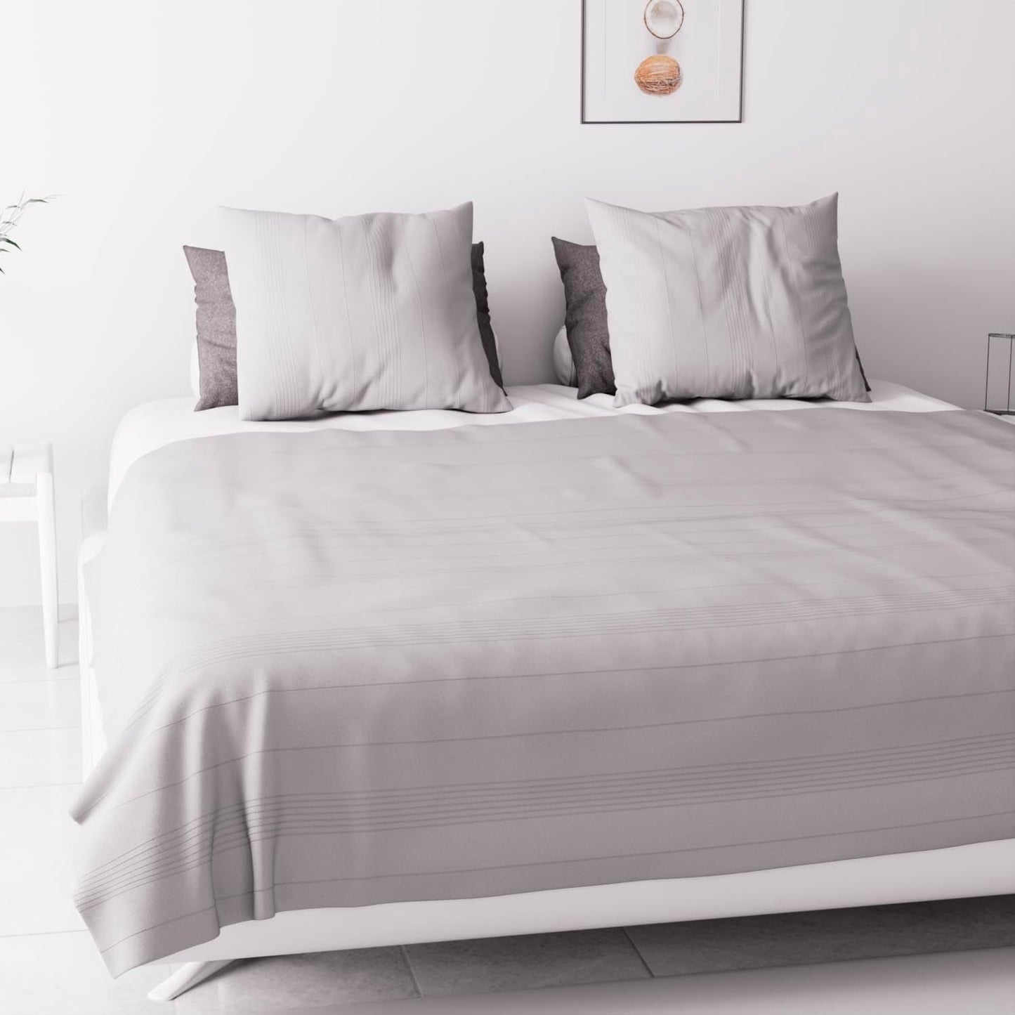 Soleil D'Ocre Adele, Copripiumino Zigzag, Copridivano, Polycoton, Grigio, 220 X 240 Cm Piumini e trapunte Naty Shop
