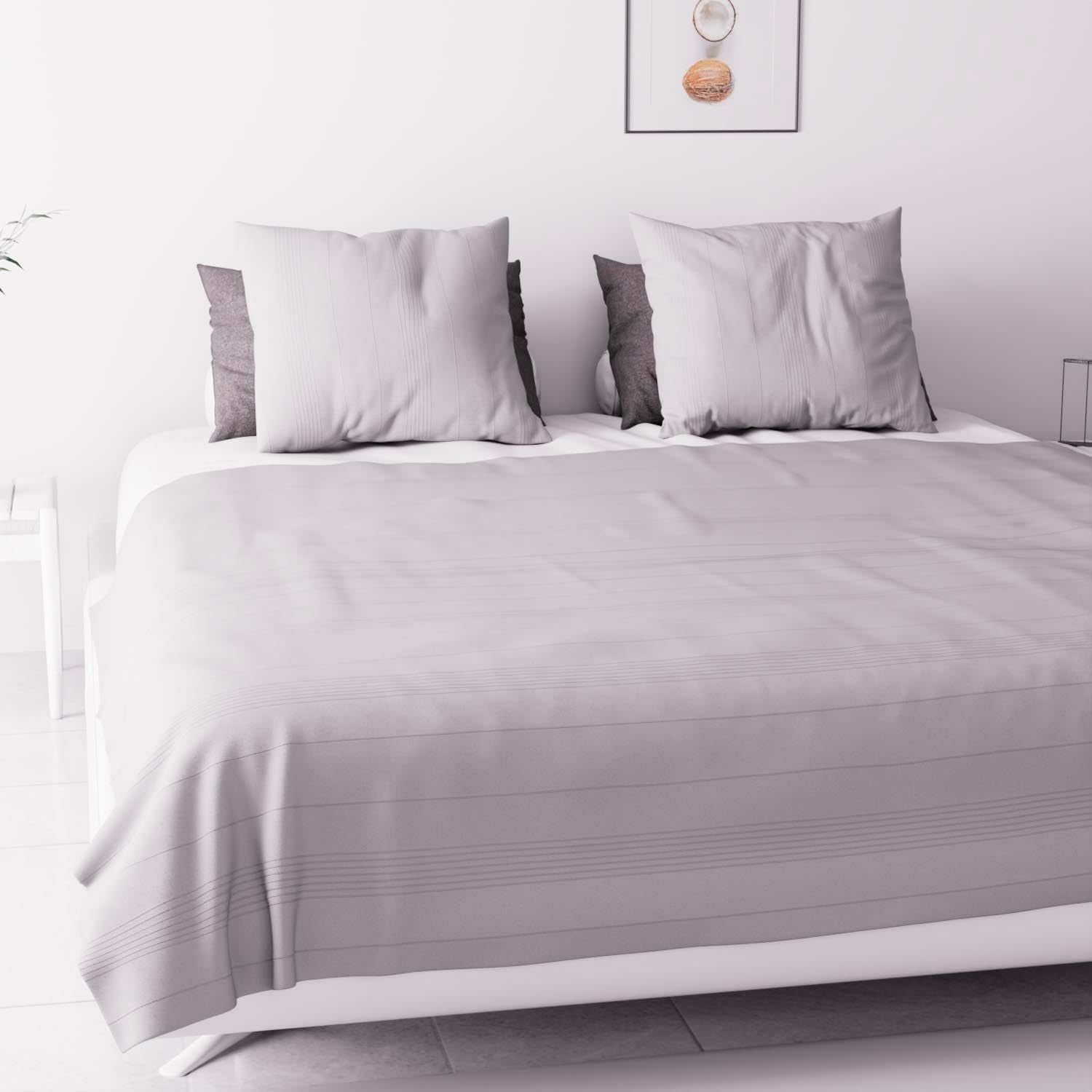 Soleil D'Ocre Adele, Copripiumino Zigzag, Copridivano, Polycoton, Grigio, 220 X 240 Cm Piumini e trapunte Naty Shop