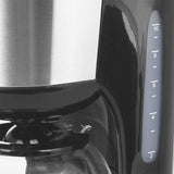 Emerio CME-122933, Macchina da caffè con filtro, 1,25 L per un massimo di 10 tazze di caffè fresco, filtro rimovibile permanente, funzione antigoccia, caraffa in vetro, spegnimento automatico, 1000 watt, nero/argento