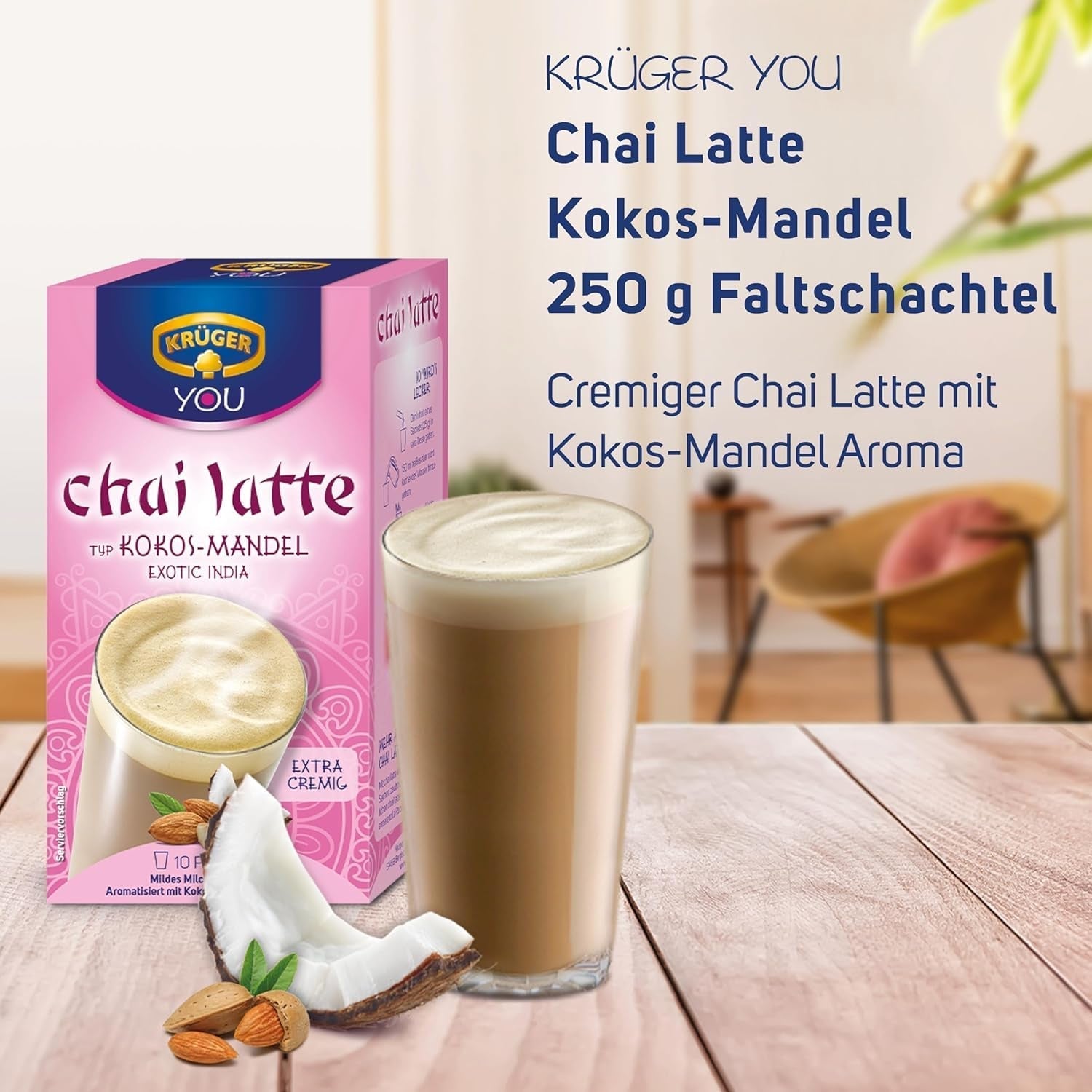KRÜGER Chai Latte Exotic India tipo cocco-mandorla (1 x 0,25 kg)