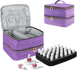 Tasche organizer per smalto per unghie, scatola portaoggetti per smalto per unghie doppia, borsa organizer per cosmetici per design cosmetico per 30 bottiglie di base Neonail (15 ml-0,5 fl.oz) e 1 lampada per unghie (nero)
